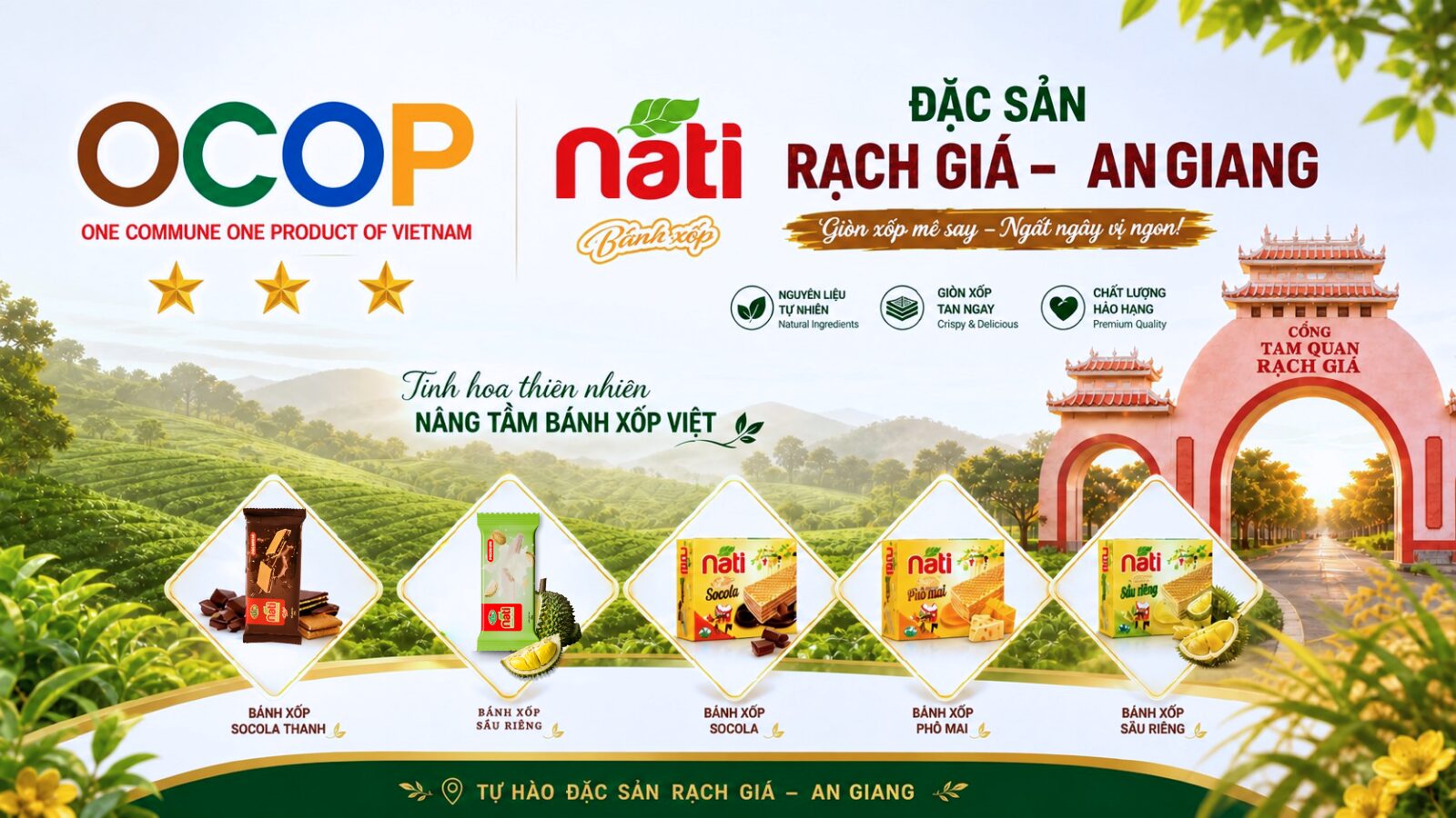 Bánh xốp Tilico NATI XOPI - đặc sản OCOP 3 sao 2024 Kiên Giang